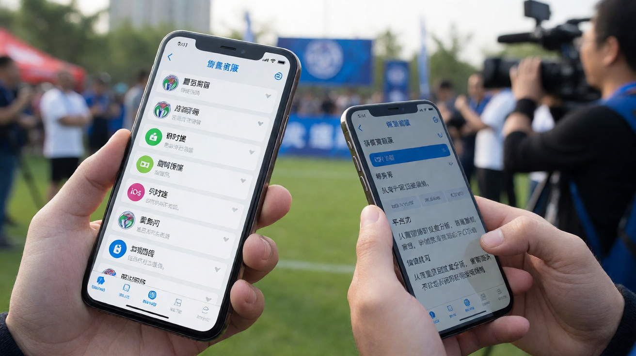 xk星空移动端APP界面，展示手机上的赛事查询和直播功能